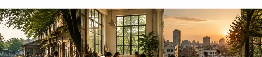 河畔、共享工作室、屋顶和咖啡馆里的城市共创场景